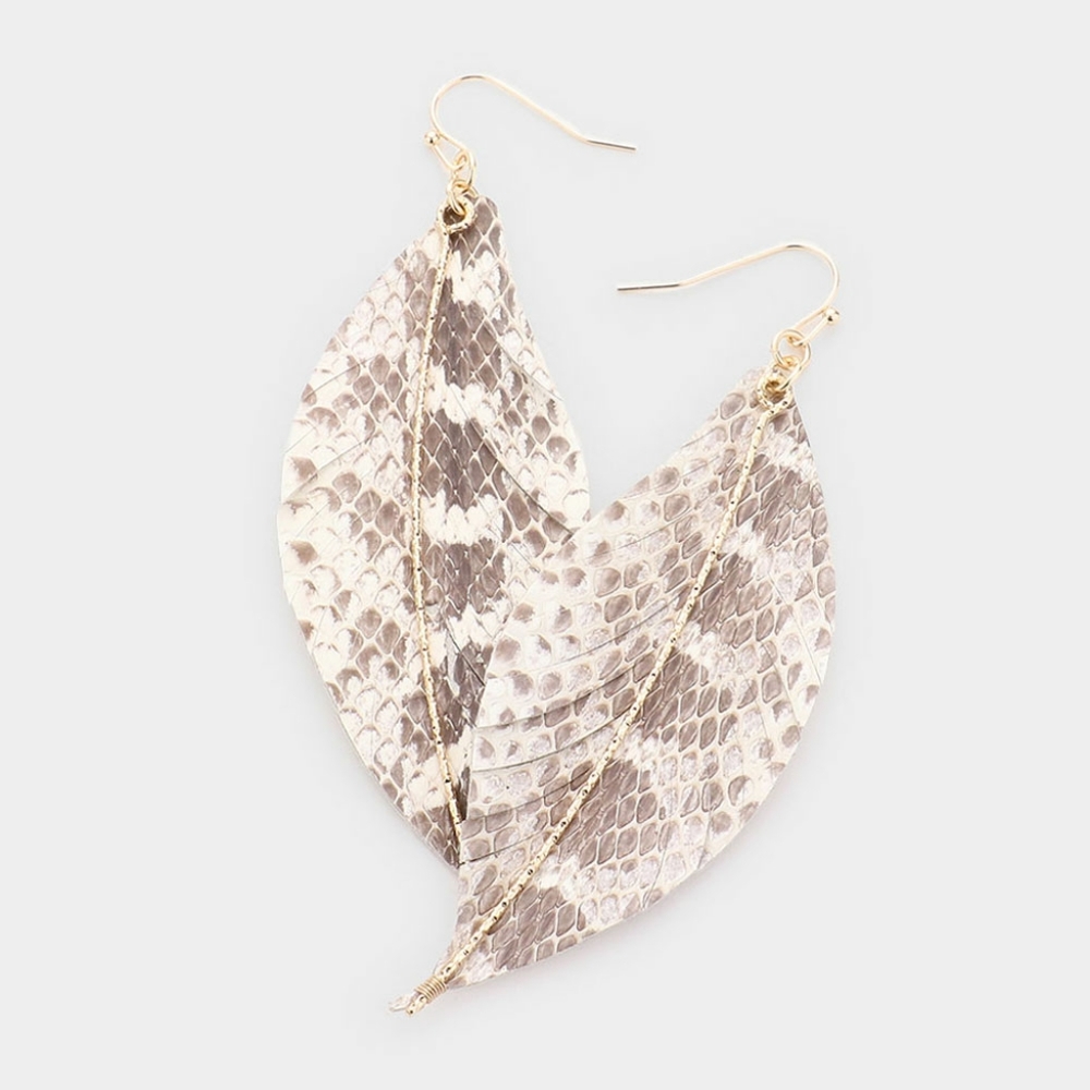 Genuine Leather Feather Dangle Earrings